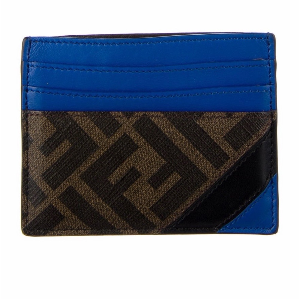 FENDI Zucca FF logo printed - Blue and Brown - Card Holder NWOT - Picture 2 of 5